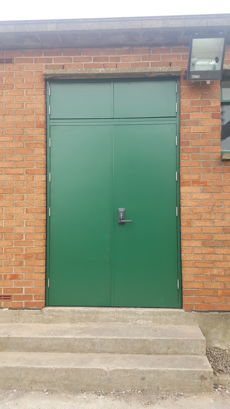 Green steel fire door